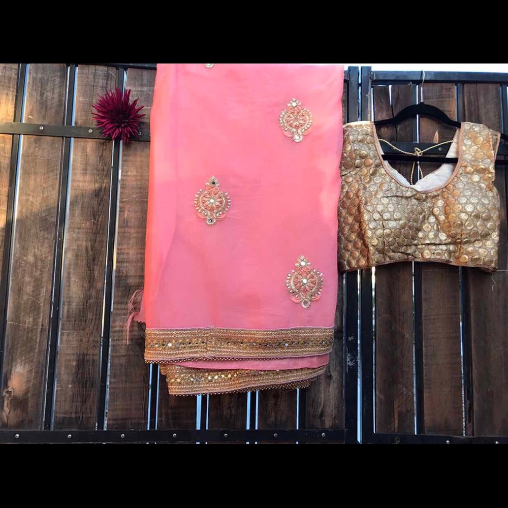 Peach saree